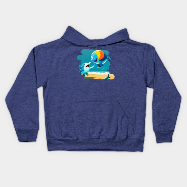 Baby blue dolphin Kids Hoodie by ShopColDigital